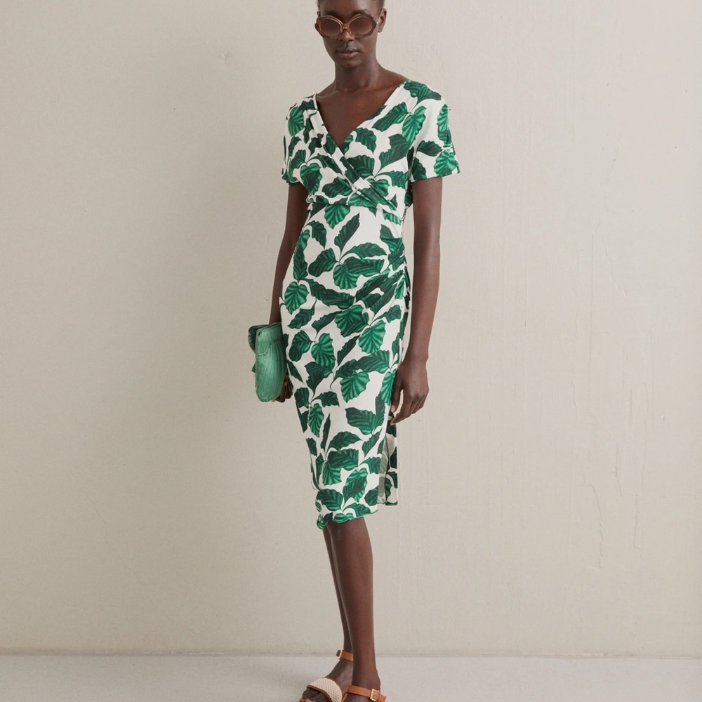 Diane Von Furstenberg Havana Leaf Print Midi Dress